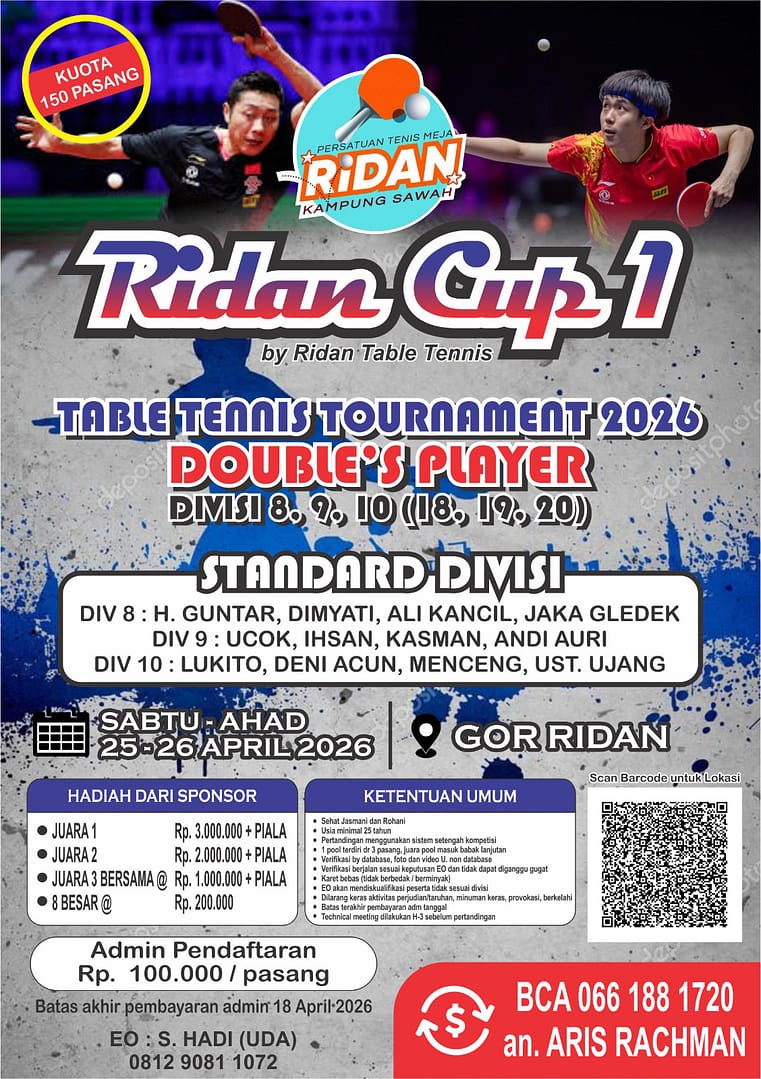 Homepage 17 Turnamen Tenis Meja Ridan Cup 1
